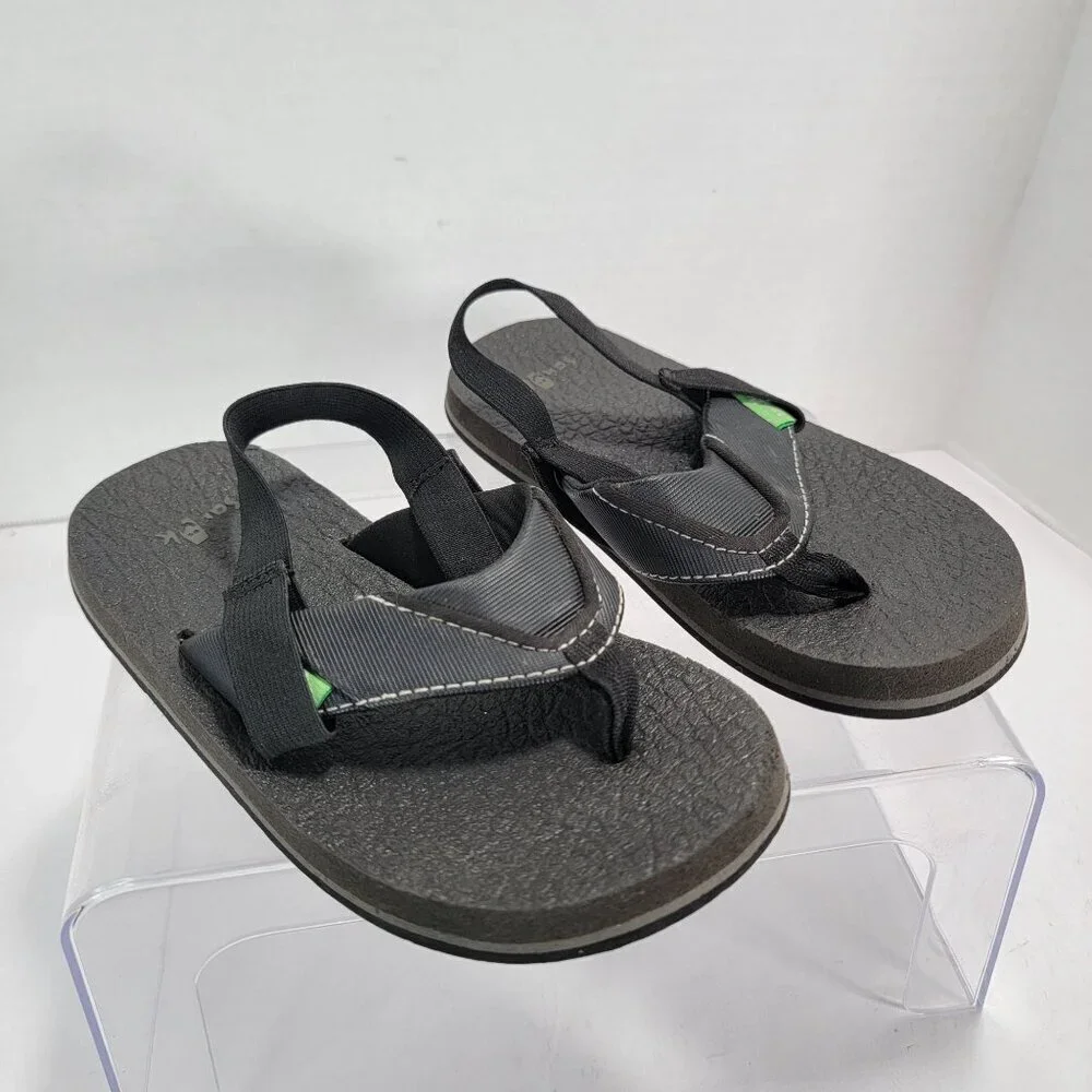 Sanuk Sandals Toddler 11-12 Beer Cozy Slingback Black Comfort Pull On‎ Flats